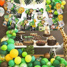 Decoraciones para fiestas de 1er cumpleaños, pancarta de Aniaml para niños, globos de hoja de palma, Safari, jungla, fiesta Tropical, suministros para Baby Shower 2024 - compra barato
