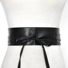 1PC Fashion Spring Autumn Women Lady Fashion Metallic Color Soft Faux Leather Wide Belt Self Tie Wrap Waist Mujer Dress 2024 - buy cheap