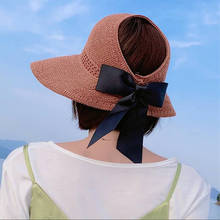 Chapéu de top feminino vazio com renda de rolo, chapéu de verão anti-ultravioleta versão coreana do sol praia chapéu de sol sombra e sandália 2024 - compre barato