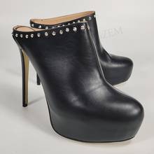 LAIGZEM Women Platform Pumps Studded Stiletto High Heels Faux Leather Black Ladies Footwear Shoes Woman Big Size 41 43 44 45 52 2024 - buy cheap