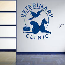 Adesivo de parede veterinária para animais de estimação, serviços veterinários, adesivo de vinil, interior de hospital, loja, gato, cachorro, decoração, mural s227 2024 - compre barato