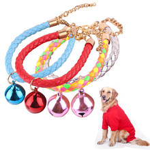 Collar trenzado de cuero PU con campana para mascota, cadena de perrito, Collar tejido a mano para perros pequeños y Mascotas 2024 - compra barato