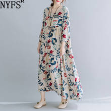 NYFS-Vestido largo holgado Vintage para mujer, traje estampado Simple, Vestido de otoño, 2021 2024 - compra barato