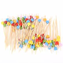 100X 12cm Vegetable Sticks Heart Bamboo Food Picks Buffet Cupcake Fruit Fork Party Cake Dessert Salad Cocktail Toothpick Skewer 2024 - buy cheap