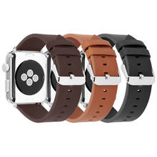 Ремешок из натуральной кожи для iWatch Series 7 SE 6 5 4 3 2, мужской деловой браслет для Apple Watch 44 мм 40 мм 38 мм 42 мм 2024 - купить недорого