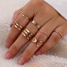 Conjunto de anillos de dedo dorados para mujer, accesorios de banda de compromiso de boda para mujer 2024 - compra barato