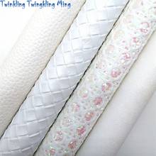 Tecido branco e glitter, tecido de couro trançado, folhas de couro sintético para laço, a4, 8 ", x11", à prova d'água, ming xm416 2024 - compre barato