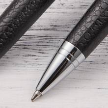 Вращающаяся деловая ручка 0,5 мм, черные чернила, кожаная металлическая шариковая ручка, подарок, офисные канцелярские принадлежности 2024 - купить недорого