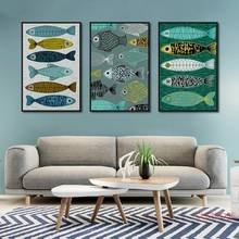 Nordic Abstract Poster Creative Small Fish Pattern Decorative Painting Fahion Home Art Canvas Wall Pictures For Living Room 2024 - buy cheap