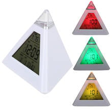 Reloj despertador Digital de pirámide triangular, calendario perpetuo, termómetro, luz de fondo colorida, cambio de reloj, decoración del hogar 2024 - compra barato