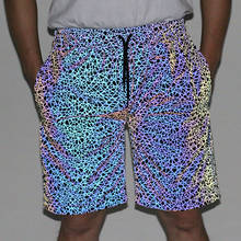 New 2021Reflective Shorts Men Jogger Women Hip Hop Shiny Short Pants Casual Shorts printed Geometric pattern Elastic Waist Short 2024 - buy cheap