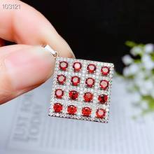 fashion natural garnet pendant for women silver necklace jewelry square natural gem gift real 925 silver birthstone love gift 2024 - buy cheap