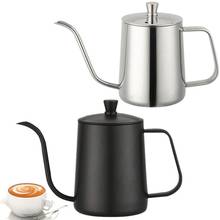 Cafetera de mano de acero inoxidable con tapa, tetera de goteo con cuello de cisne de grado alimenticio, recubrimiento antiadherente 2024 - compra barato