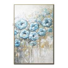 The Blue Flower Field Abstract Oil Painting Modern Hand-painted Wall Art Living Room Picture Home Decoration Painting No Framed 2024 - buy cheap