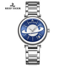 Reef Tiger/RT-reloj mecánico automático para mujer, pulsera de acero de lujo, a la moda, color azul 2024 - compra barato