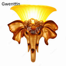 European Vintage Elephant Wall Lamp Gold Resin Wall Lights for Living Room Bedroom Mirror Light Home Deco Stair Sconce Luminaire 2024 - buy cheap