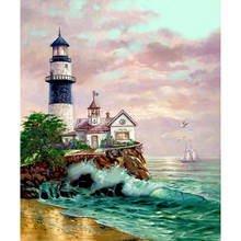 KEXINZU Full Square/Round Drill 5D DIY Diamond Painting "Lighthouse landscape" Embroidery Cross Stitch 3D Home Decor Gift Y4640 2024 - buy cheap
