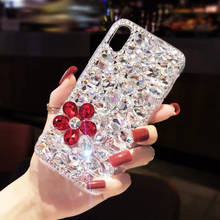 Capa cristal brilhante flor de diamante, capa para iphone 11 pro max xs max xr x 8 7 6 6s plus samsung galaxy note 10 9 8 s10e/9/8 plus 2024 - compre barato