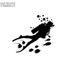 Volkrays Creative Car Sticker One Diving Man and Fish Accessories Reflective Waterproof Vinyl Decal Black/Silver/white,14cm*15cm 2024 - buy cheap