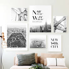 Настенные художественные картины на холсте, Нью-Йоркский мост, черно-белые фото, скандинавские плакаты и принты, настенные картины для декора гостиной 2024 - купить недорого