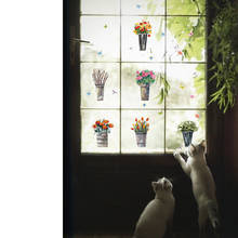 Adesivos de parede flores e plantas em vaso, adesivo de borboleta para decoração de casa e banheiro, faça você mesmo 2024 - compre barato