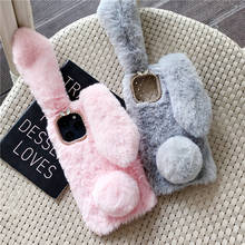 Soft Plush Phone Case For iPhone 12 mini 11 12 Pro XR X Xs Max mini 7 8 6 6s Plus MAX 3D Furry Rabbit Bunny Fur Back Cover 2024 - buy cheap