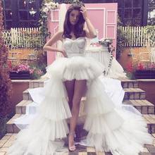 Fashion High Low Tutu Skirt for Women 2020 Tiered Ruffled Tulle Prom Party Gown Layered Puffy Tutu Maxi Hi Low Wedding Skirts 2024 - buy cheap