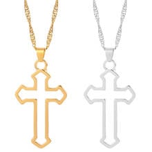 All-Match Golden Plating Color Alloy Chain With Cross Pendant Necklace Christ Jesus To Bless Women Jewelry Gift 2024 - buy cheap