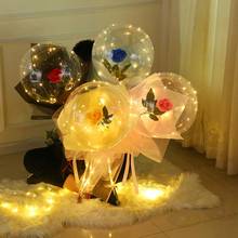 Buquê de balões com luz led luminosa, flor rosa, lâmpada para festa, decoração de casamento, presente de aniversário, natal, decoração romântica, natal, natal 2024 - compre barato