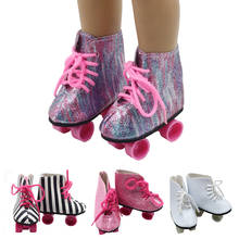 Botas para muñecas de 43cm, patines de ruedas de 4 pulgadas, aptas para 18 pulgadas, zapatos de juguete, regalo de cumpleaños, 1 par 2024 - compra barato