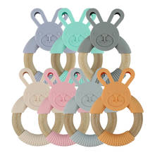 5PCS Silicone Bunny Teething Ring Natural Wood Nursing Accessories Food Grade Silicone Baby's Sore Gums Infant Teether Toys 2024 - buy cheap