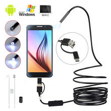 3 In 1 Mini Endoscope Camera IP67 Waterproof 5.5mm 1-10M USB Endoscope Borescope Inspection Camera with 6 LEDs for Android PC 2024 - купить недорого