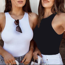 Black White Sleeveless Skinny Bodysuits Women Off Shoulder Round Neck Body Top Summer Sexy Bodysuit Casual Streetwear Jumpsuits 2024 - buy cheap