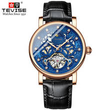 Reloj tevise tourbillon relógios masculinos relógio automático homem auto-vento moda mecânica fase da lua relógio de couro 2024 - compre barato