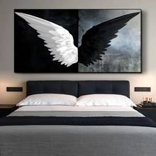 Asas de anjo preto e branco, posteres de arte e impressões, asas modernas, pinturas na parede, arte, imagens, decoração de casa 2024 - compre barato