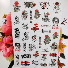 3D Nail Sticker Letters Geometry Flowers Rose Sliders For Nails Art Decoraciones Manicure Accesoires Stickers on Fingernails 2024 - buy cheap