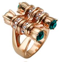 Foydjew New Creative Inlaid Diamond Zircon Emerald Rings European American Fashion Geometric 14K Rose Gold Engagement Ring 2024 - buy cheap