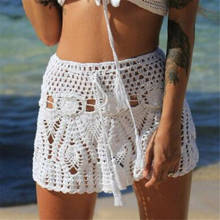 2020 Brazilian Knitted Beach Cover-up Swimwear Hollow Out Crochet Skirt Wrap Swimsuit Casual Short Mini Dress Bikini Cover-up 2024 - buy cheap