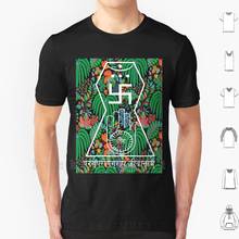 Camiseta de algodón con estampado de mano y Jainism para hombre, camiseta fresca con patrón Floral de Jain, mano de La Paz, vegana, fresca 2024 - compra barato