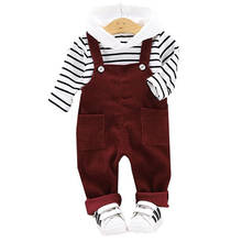 Conjunto de pantalones y top a rayas para niños, con cinturón ropa bonita, traje de moda para bebés de 0 a 4 años, primavera y otoño, 2 uds. 2024 - compra barato