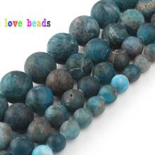 AA+ Natural Blue Apatite Stone Beads Dull Polish Matte Gems Stone Round Bead for jewelry Making DIY Bracelet Necklace 15''Strand 2024 - buy cheap