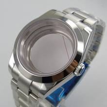Capa de relógio mecânica polida para homens, capa com parafuso de aço de ostra para pulseira nh35 nh36 see/fileira 2024 - compre barato