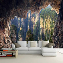 Mural personalizado de cualquier tamaño, papel tapiz 3D estéreo, cueva, pared de piedra, bosque virgen, Fresco, sala de estar, TV, dormitorio, pegatina de pared 3D impermeable 2024 - compra barato