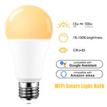 Bombilla LED inteligente E27, luz con WiFi, 15W, B22, E14, lámpara regulable, Control por voz, Compatible con asistente de Google Alexa 2024 - compra barato