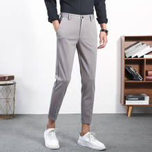 Primavera verão terno calças masculinas de moda fina cor sólida negócios calças casuais coreano vestido reto calças dos homens 2024 - compre barato