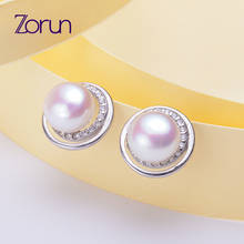 Zorun Natural Freshwater White Pearl Earring Fine/Fashion Jewelry 7-8MM 925 Sterling Silver for Women New Design Good Sale 2024 - buy cheap