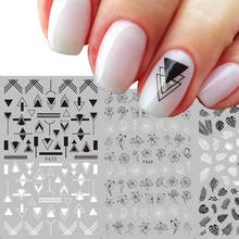 1 шт. 3D наклейки для ногтей черно-белые слайдеры цветок лист Геометрия клейкие наклейки для ногтей Фольга Дизайн Маникюр украшения для ногтей 2022 - купить недорого