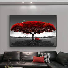 Pintura en lienzo para pared, carteles e impresiones de plantas de árbol rojo, imágenes de pared para decoración de sala de estar, decoración del hogar sin marco 2024 - compra barato