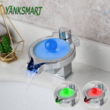 YANKSMART-grifo moderno de latón cromado para baño, grifería LED de cascada montada en cubierta, mezclador de lavabo, Control de perlas nocturnas 2024 - compra barato