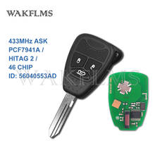 Chave remota inteligente com chip id46 433mhz, chave eletrônica com 3 botões, para chrysler 300c sebring pt cruiser 56040553ad, sem marcas 2024 - compre barato